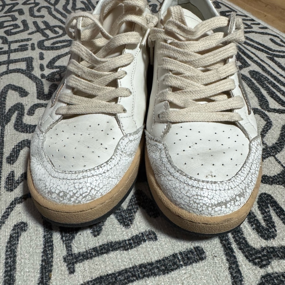 Golden Goose White and Gold Ballstar Sneakers - Picture 3 of 6